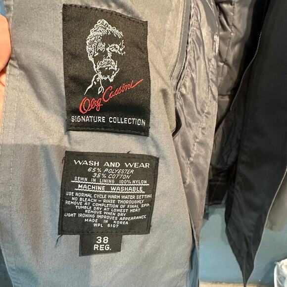 Oleg Cassini Size 38 Regular Gray Trench Coat Removable Lining Vintage - Picture 7 of 16